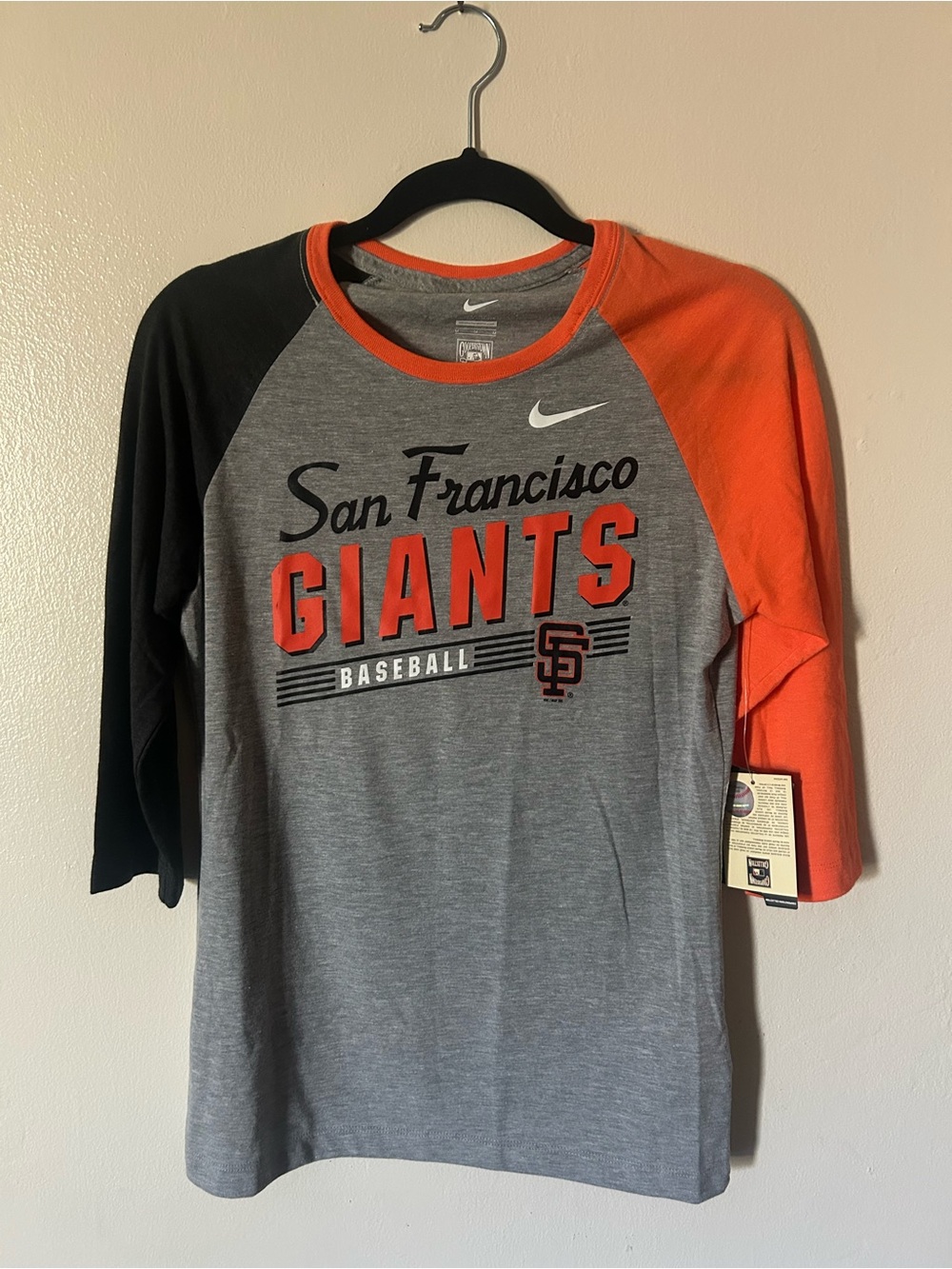 Nike San Francisco Giants Raglan Shirt - Gray/Orange/Black